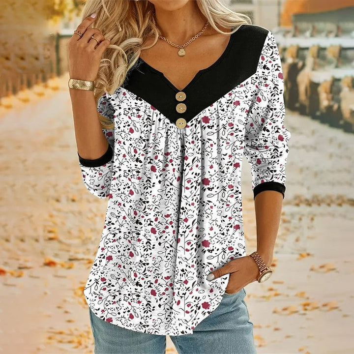 Clara | Floral Print V-Neck T-Shirt