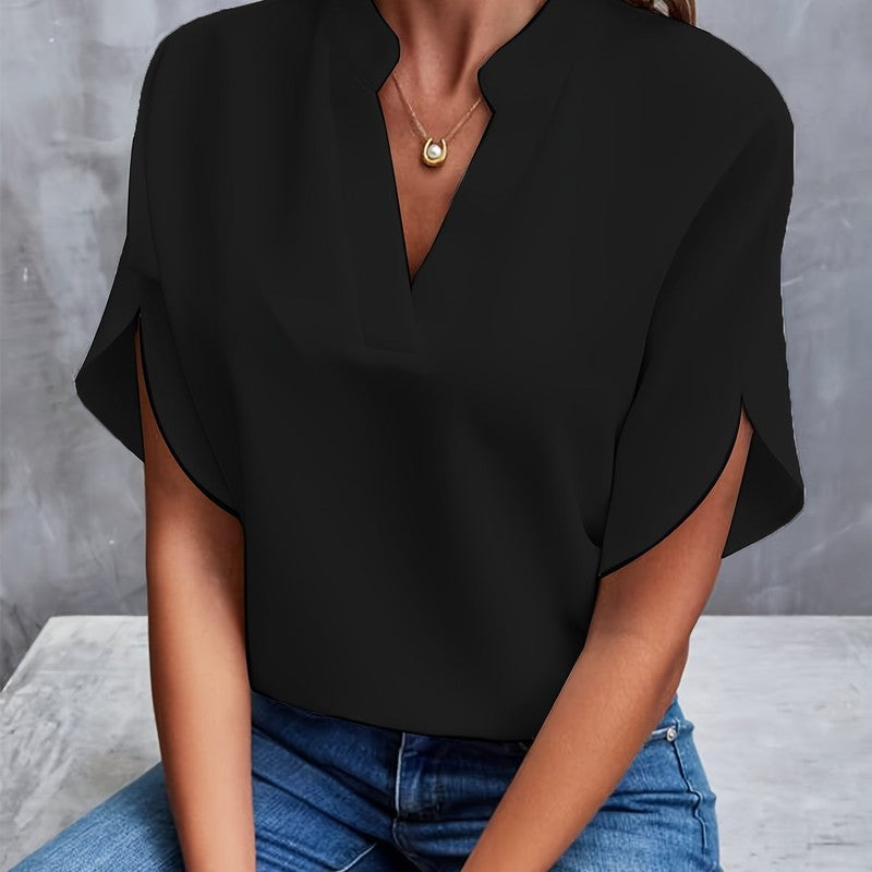 Women Blouse | Relaxed V-Neck Draped Top