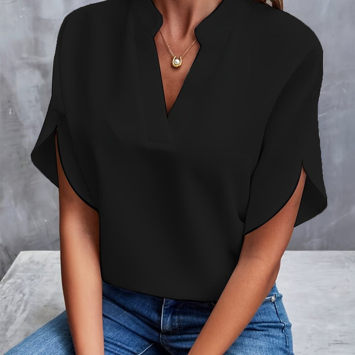 Women Blouse | Relaxed V-Neck Draped Top