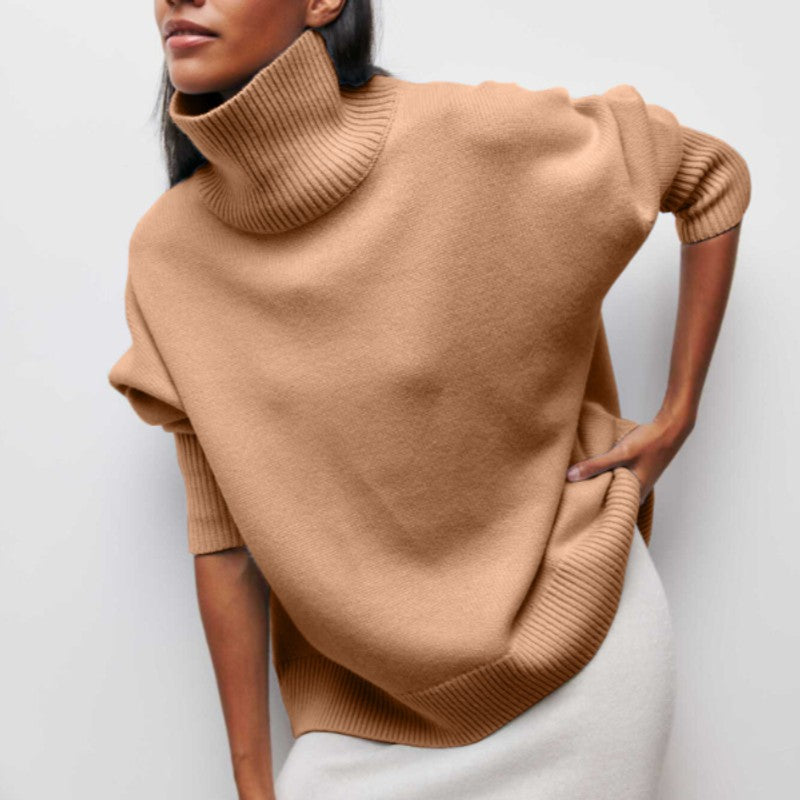 Adrianelys | Oversized Ribbed Turtleneck Sweater