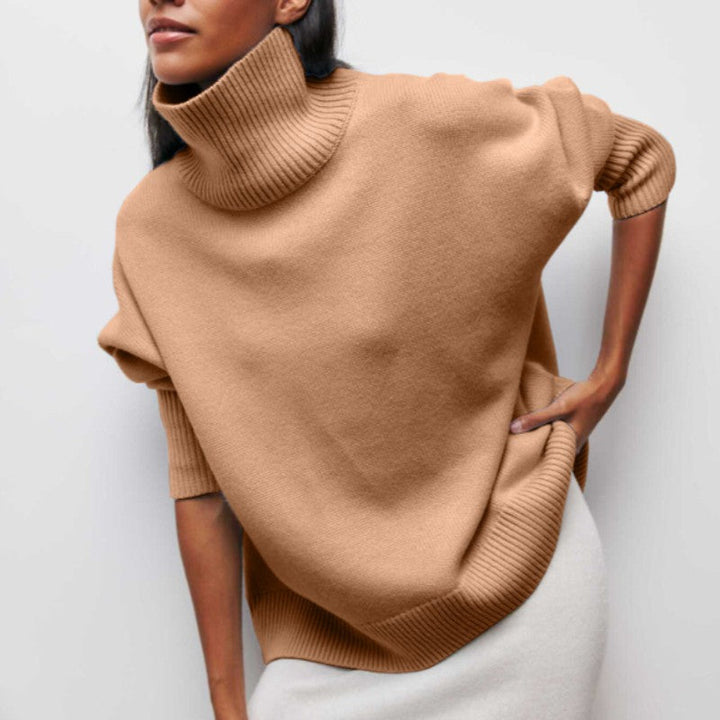 Adrianelys | Oversized Ribbed Turtleneck Sweater