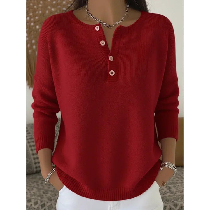 Helena | Relaxed Ribbed Henley Sweater