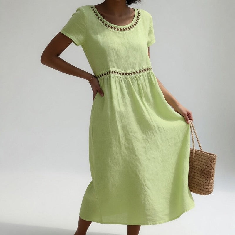 Clara | Eyelet Trim Midi Dress