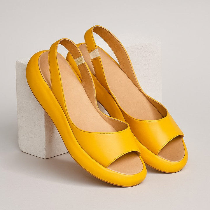 Flora | Wide-Band Slingback Wedge Sandals