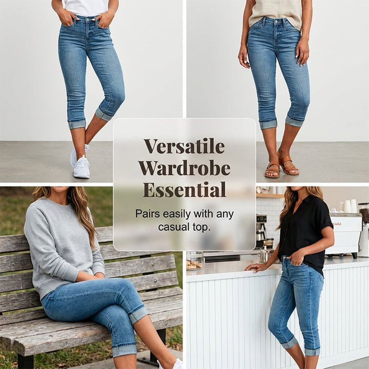 Amelia | High-Waist Stretch Capri Jeans