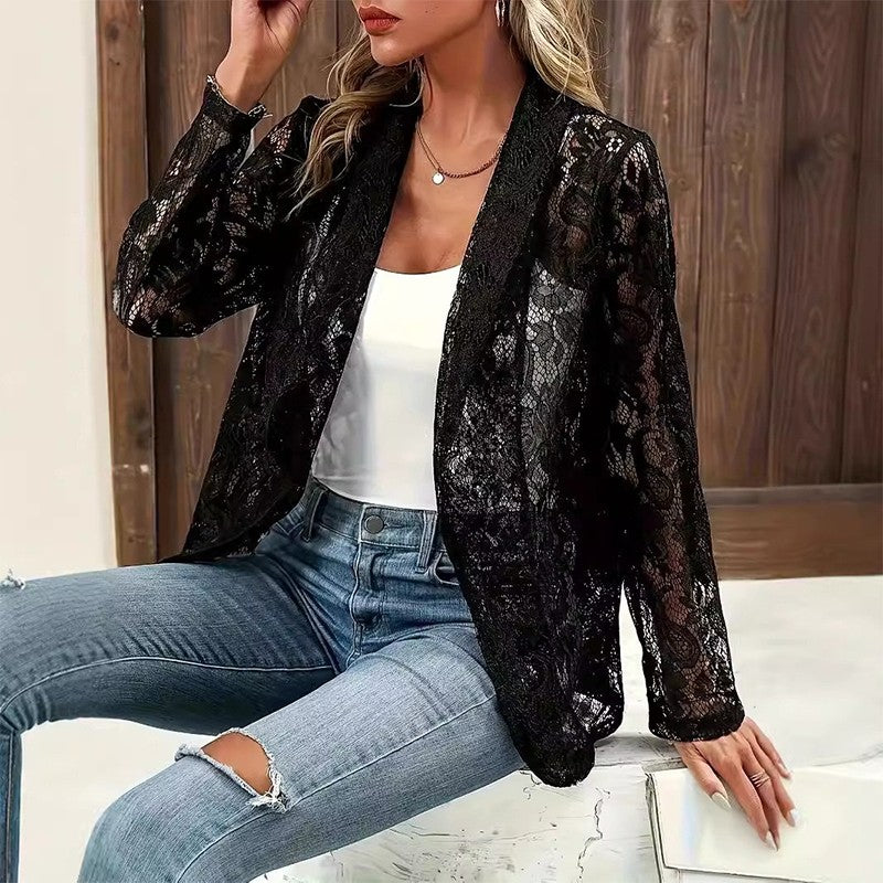 Evelyn | Floral Openwork Blazer