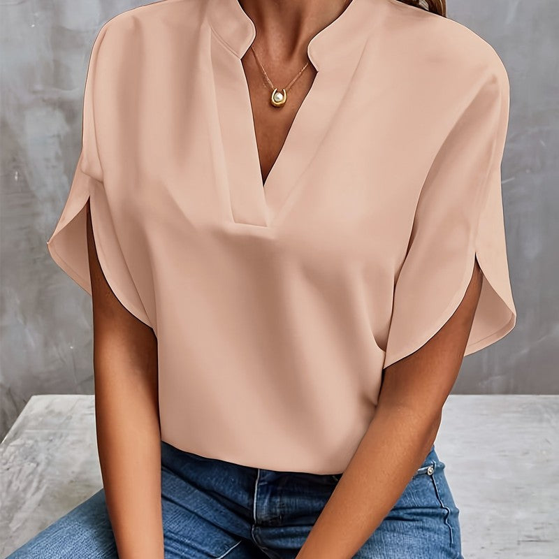 Women Blouse | Relaxed V-Neck Draped Top