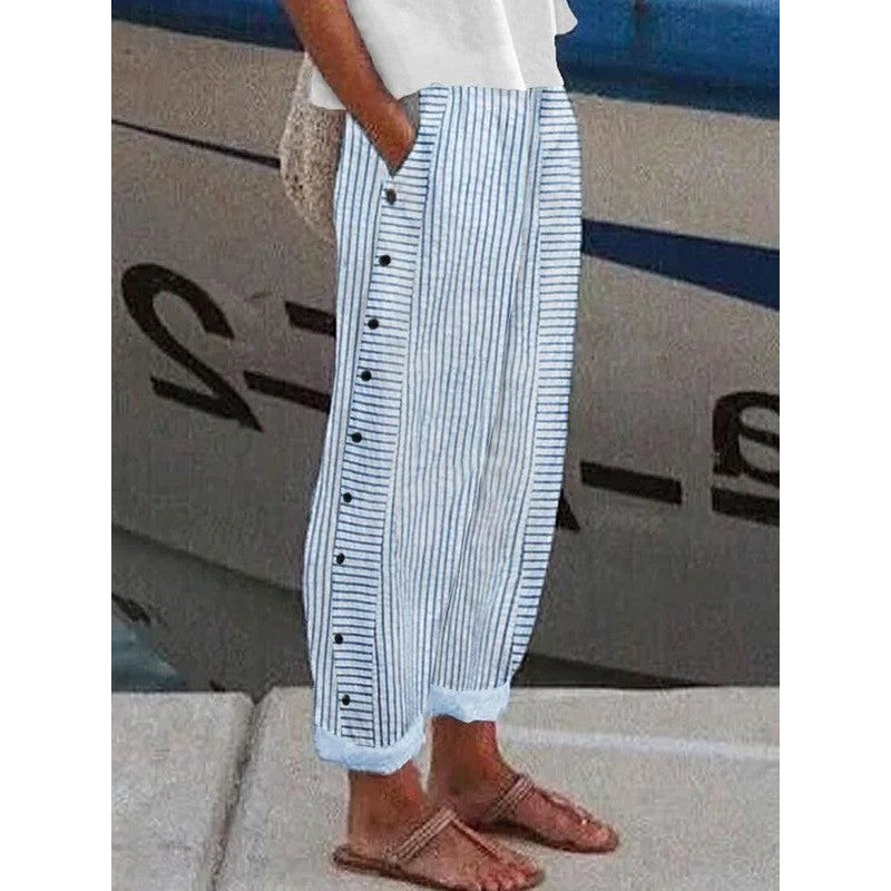 Claire | Relaxed Wide-Leg Striped Trousers
