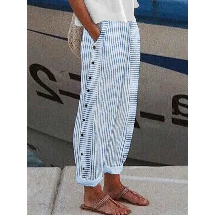 Claire | Relaxed Wide-Leg Striped Trousers