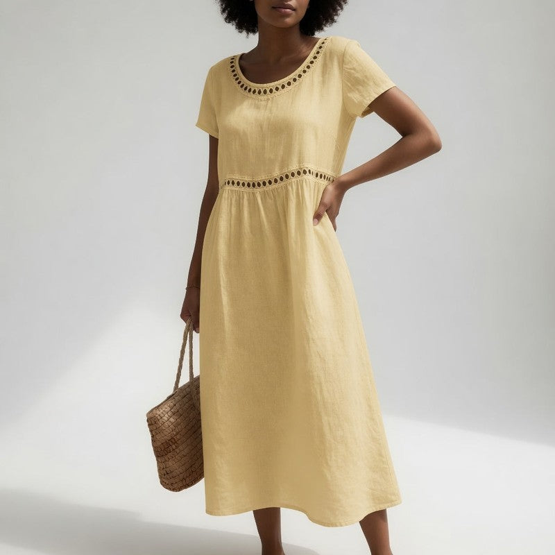 Clara | Eyelet Trim Midi Dress