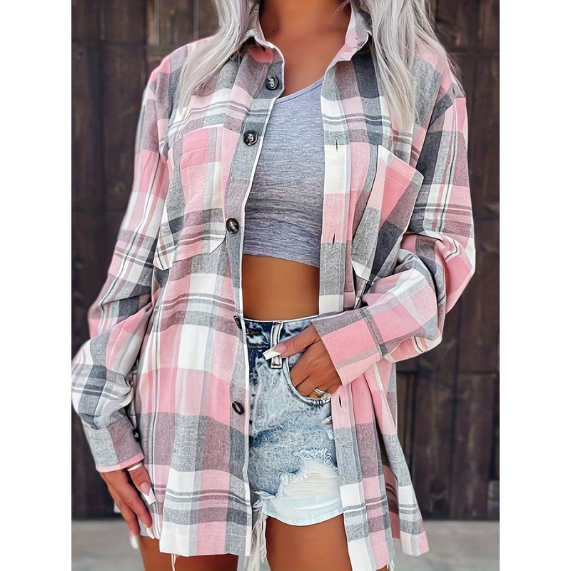 Margot | Oversized Plaid Long-Sleeve Shirt