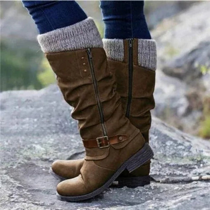 Women Knit-Cuff Knee-High Boots