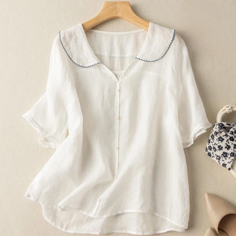 Octavia |  Button Front Scalloped Collar