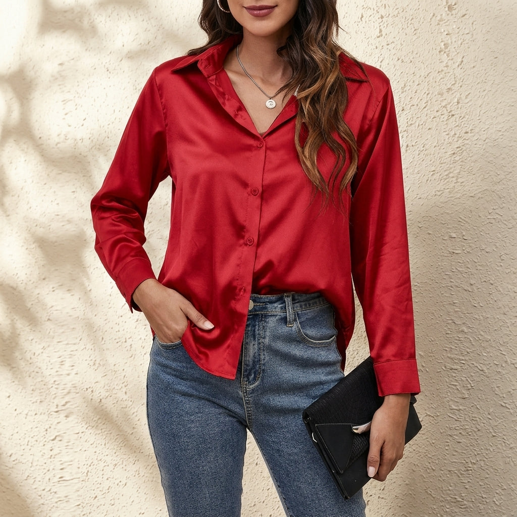 Harper | Women’s Longsleeve Satin Shirt