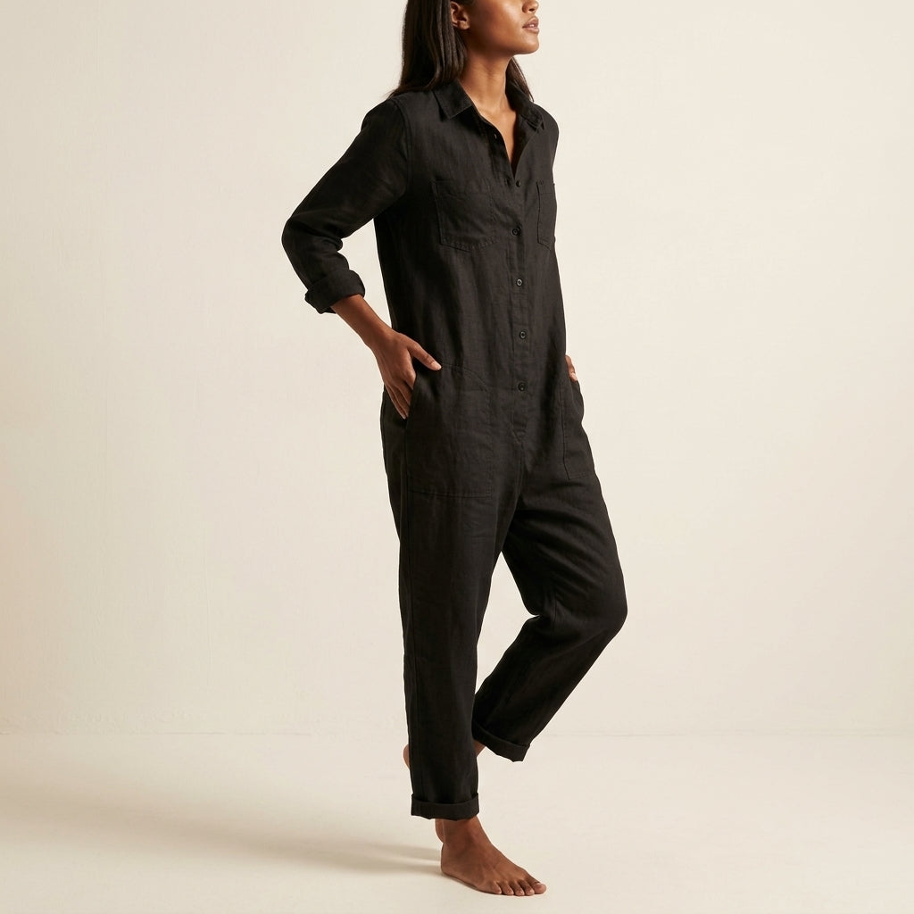 Sloane | Women’s Linen Longsleeve Jumpsuit