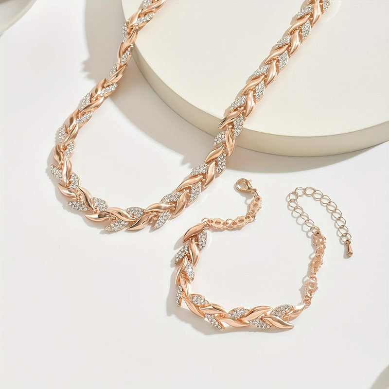 Elena | Rhinestone Chevron-Link Jewelry Set