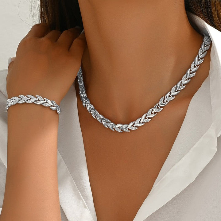 Elena | Rhinestone Chevron-Link Jewelry Set