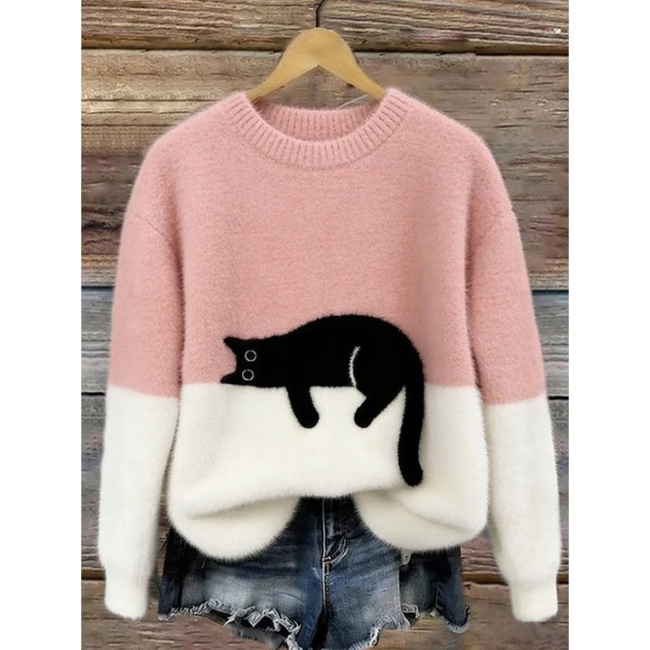 Emma | Graphic Cat Print Oversized Sweater