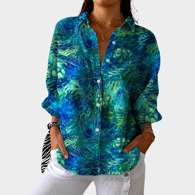 Arya | Vibrant Feather Print Blouse