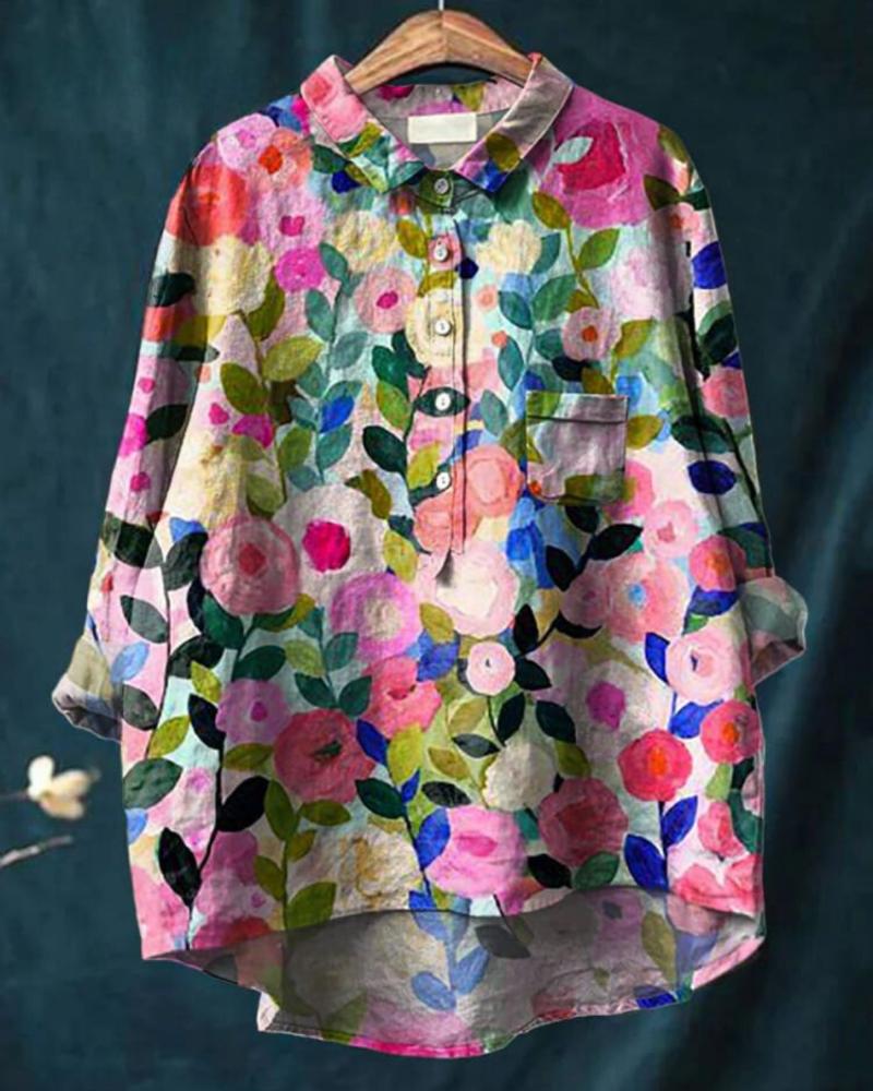 Jocelyn | Abstract Floral Print Button Front