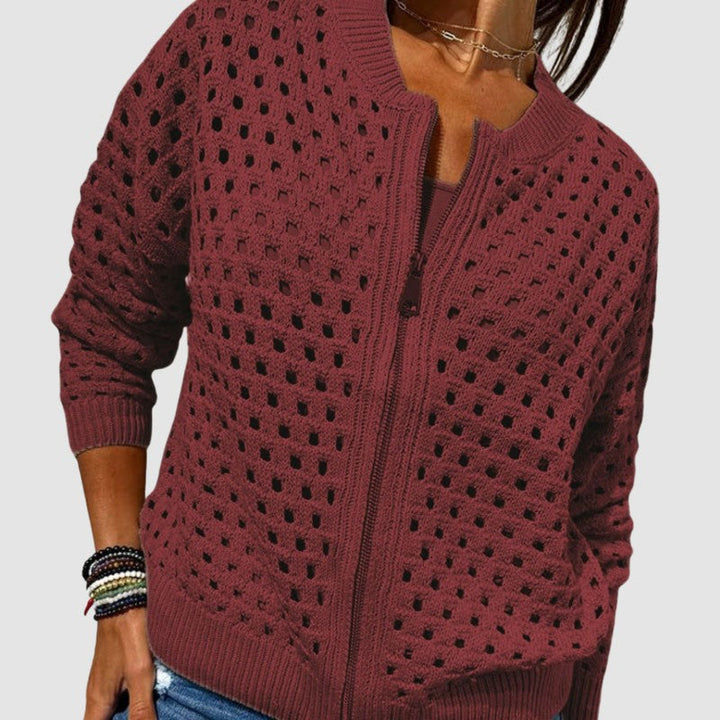 Constance | Open-Knit Zippered Cardigan