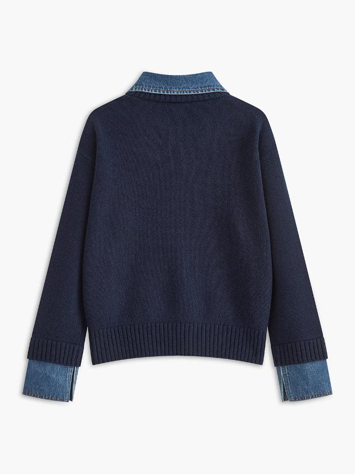 Audrey | Stylish Panel Lapel Sweater