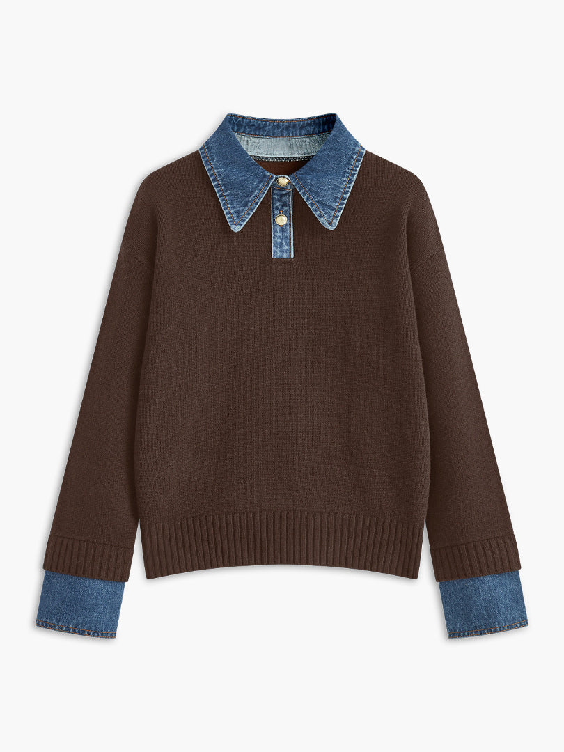Audrey | Stylish Panel Lapel Sweater