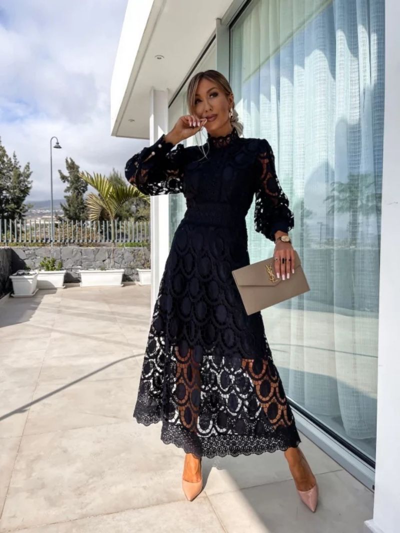 Hailey | Women’s Midi Dress with Long Sleeves and High Neck