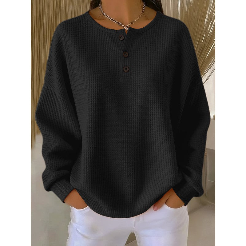 Milagros | Loose-Fit Henley Sweatshirt