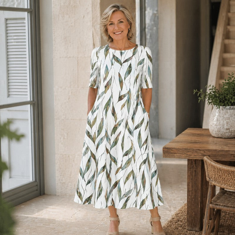 Sarah | Floral Print A-Line Midi Dress