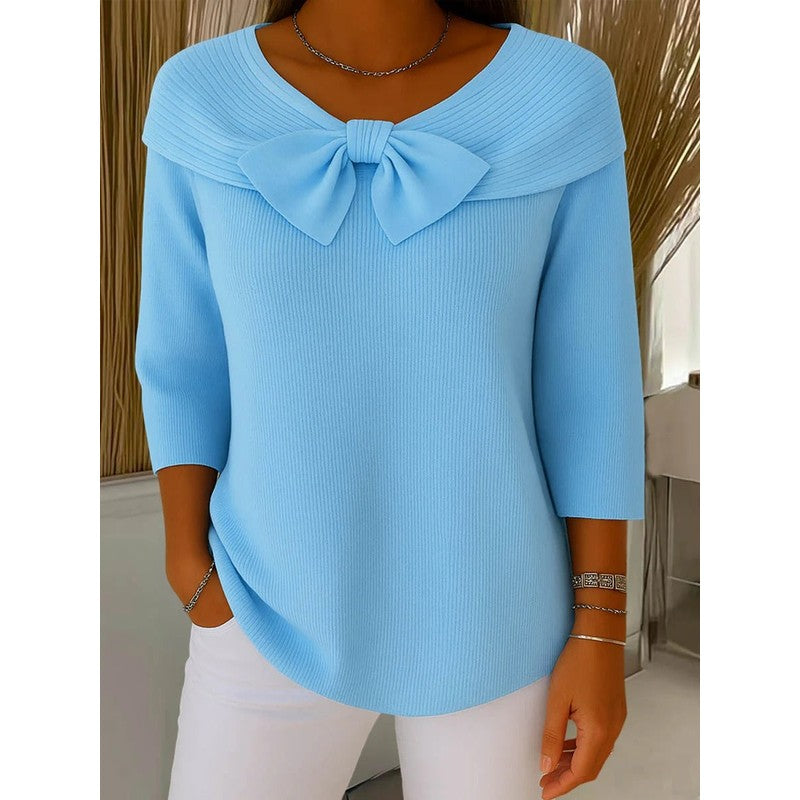 Trinidad | Bow-Neck Ribbed Sweater