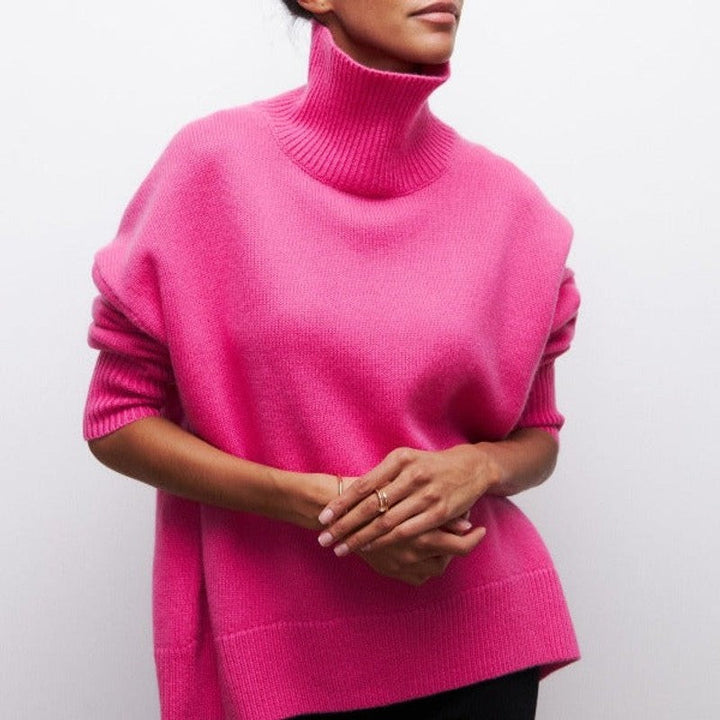 Adrianelys | Oversized Ribbed Turtleneck Sweater