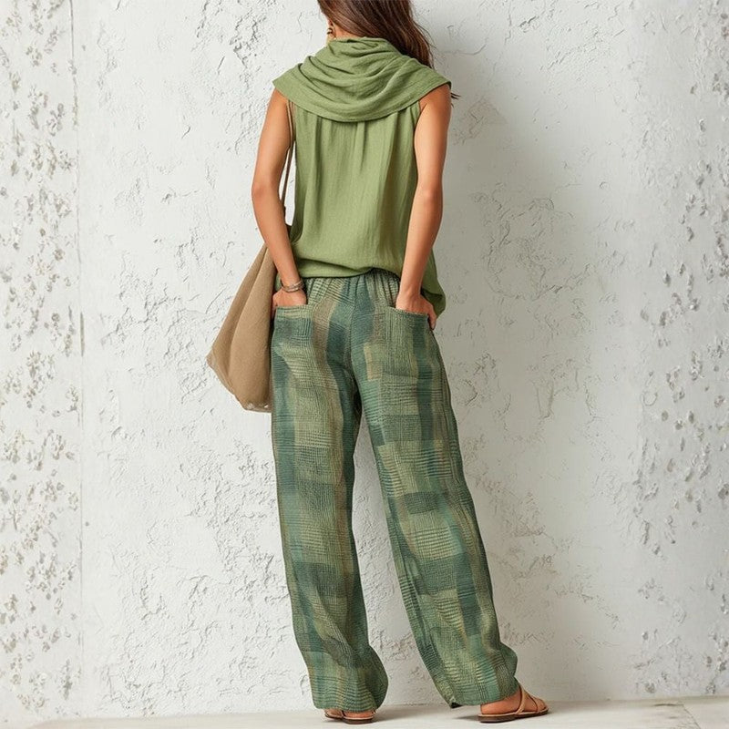 Auristela | Draped Neckline + Wide-Leg Set