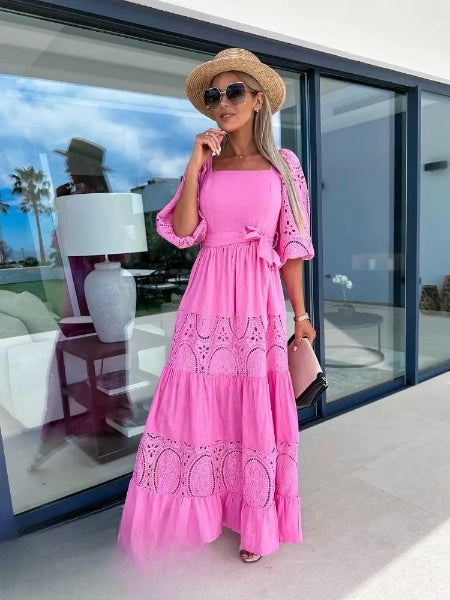 Edith | Tiered Eyelet Midi Dress