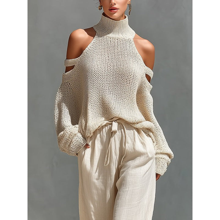 Eloise | Knit Cold-Shoulder Top and Wide-Leg Trouser Set