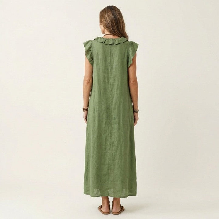 Olivia | Ruffled Neckline Maxi Dress
