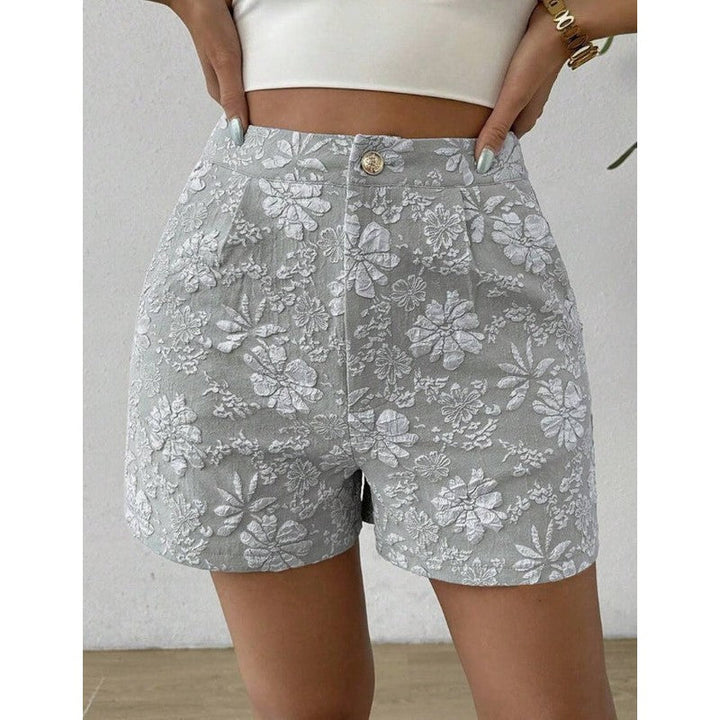 Flora | High-Waist Floral Jacquard Shorts