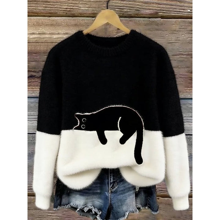 Emma | Graphic Cat Print Oversized Sweater