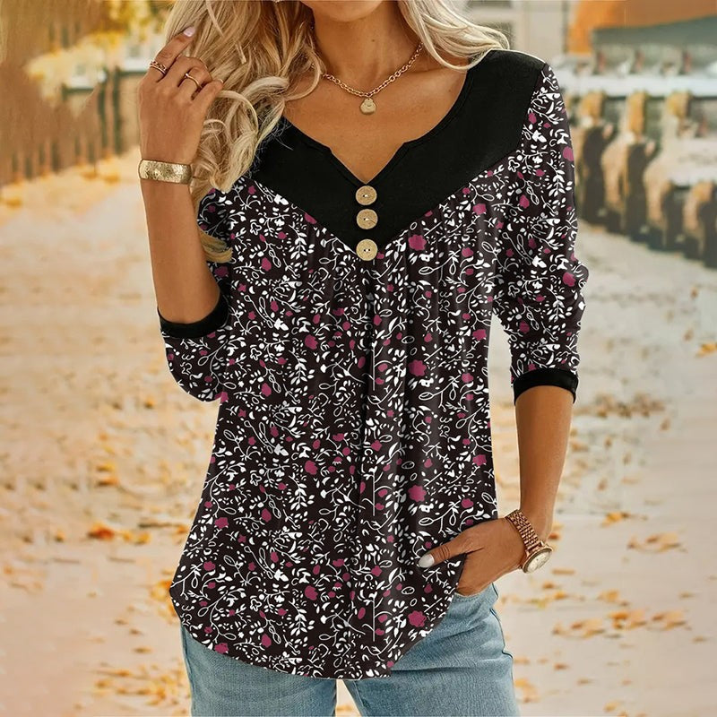 Clara | Floral Print V-Neck T-Shirt