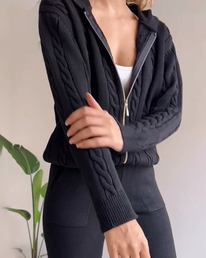 Anouk | Women's Cable-Knit Zip Hoodie & Legging Set