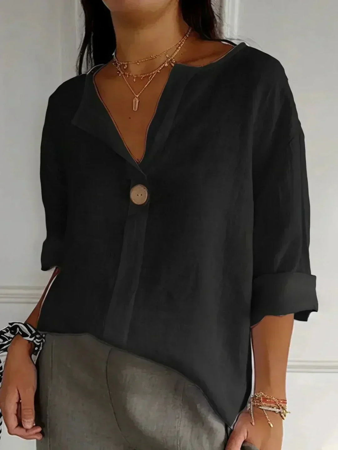 Eliana | Linen V-Neck Blouse