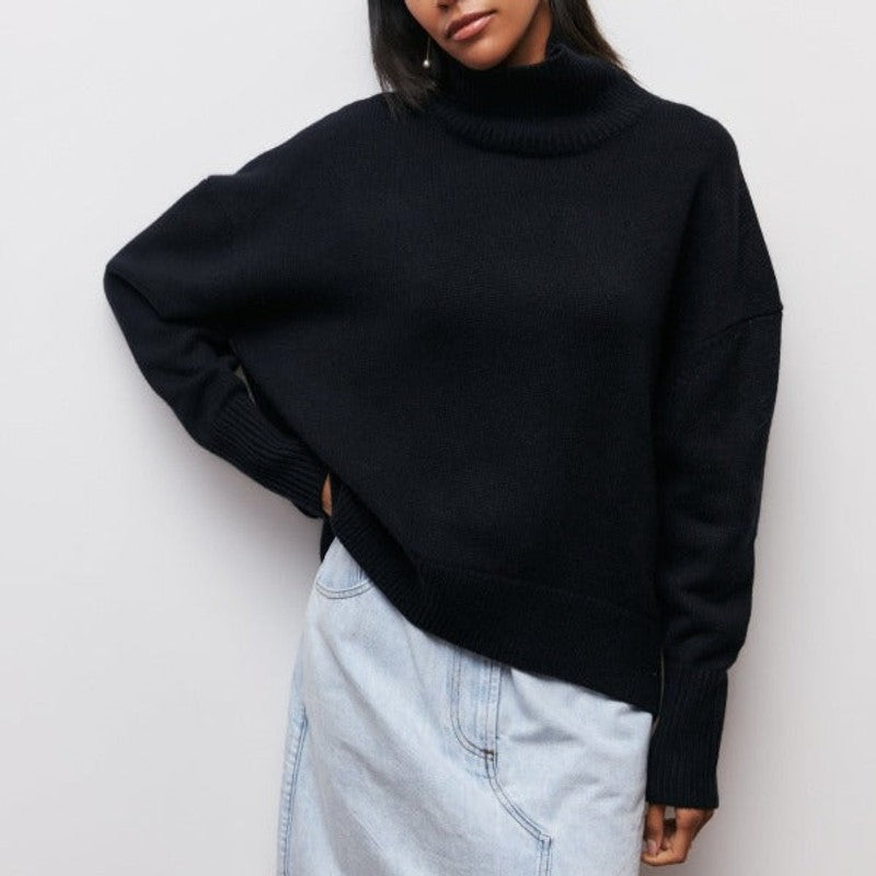Adrianelys | Oversized Ribbed Turtleneck Sweater