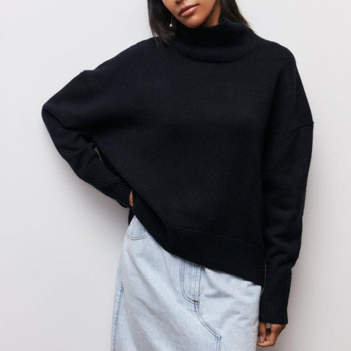 Adrianelys | Oversized Ribbed Turtleneck Sweater
