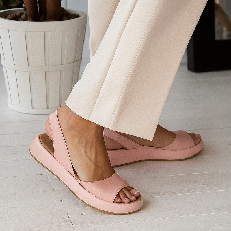 Flora | Wide-Band Slingback Wedge Sandals