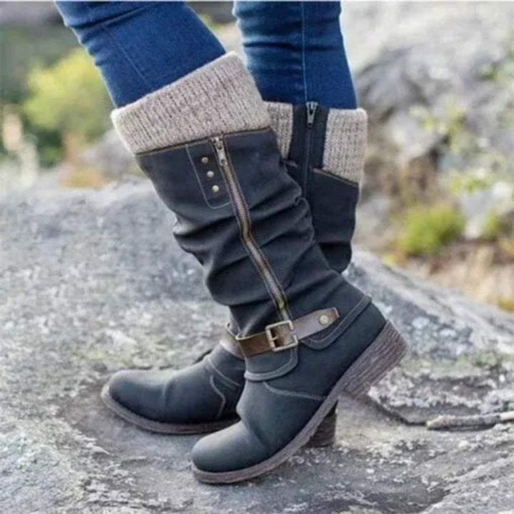 Women Knit-Cuff Knee-High Boots
