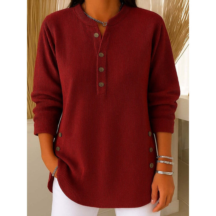 Ruby | Ribbed Knit Henley Top