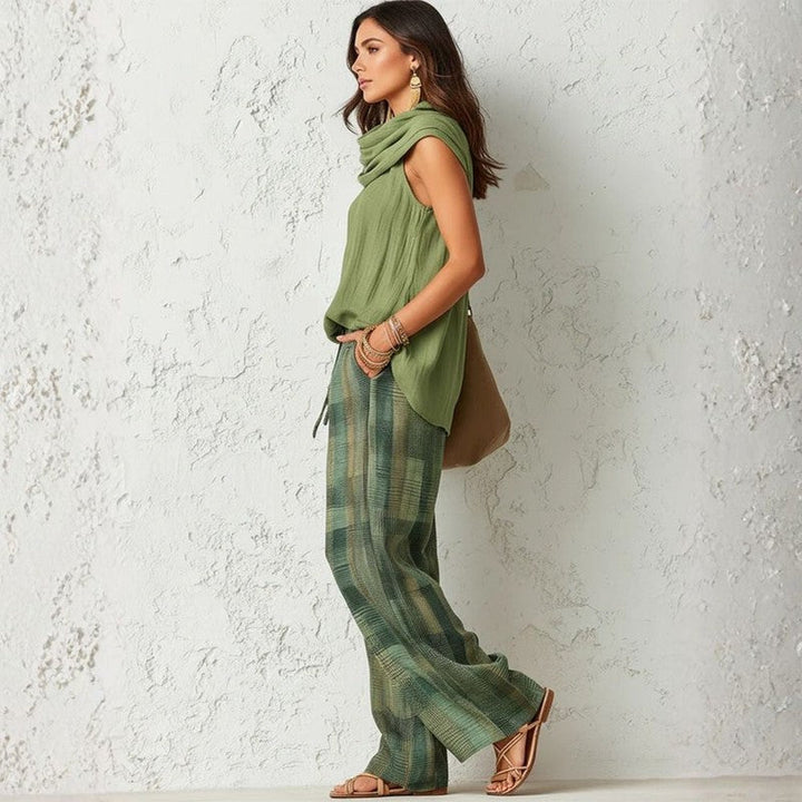 Auristela | Draped Neckline + Wide-Leg Set