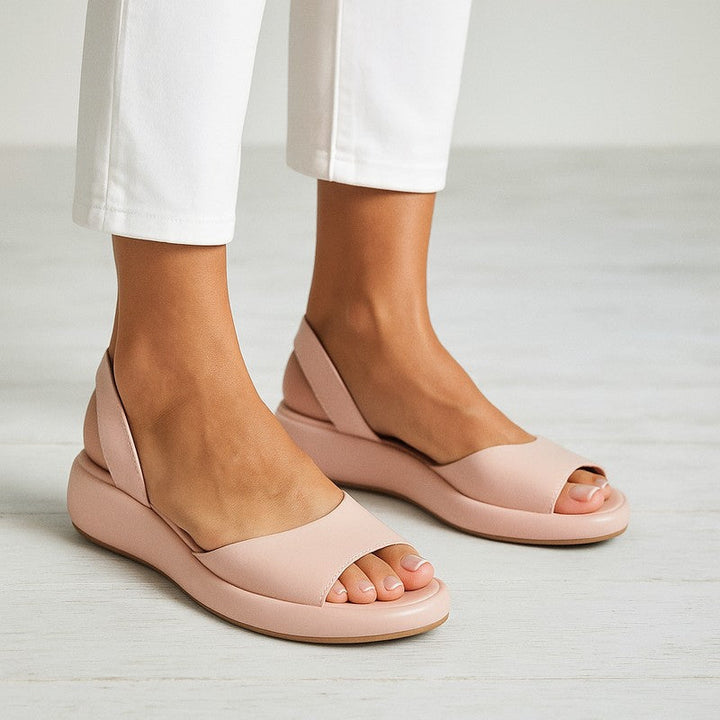 Flora | Wide-Band Slingback Wedge Sandals