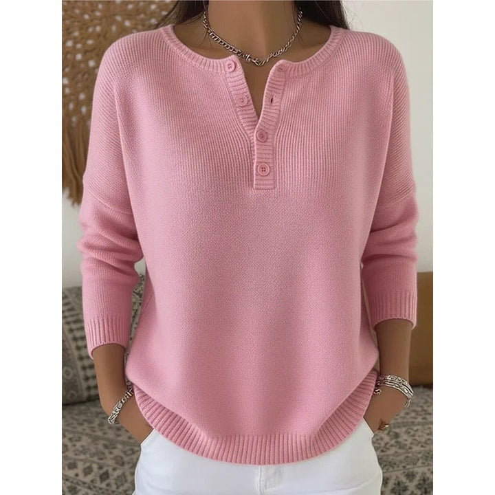 Helena | Relaxed Ribbed Henley Sweater
