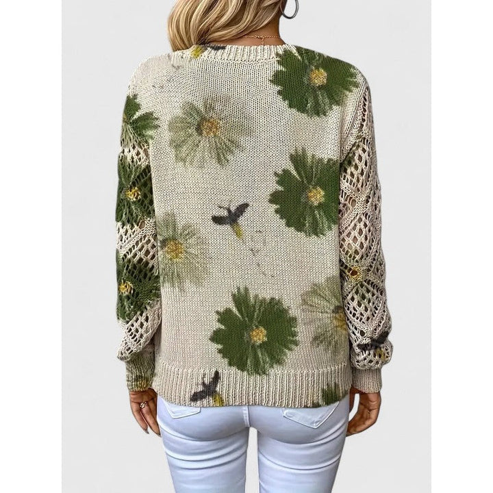 Aubrielynn | Floral Print V-Neck Knit Sweater